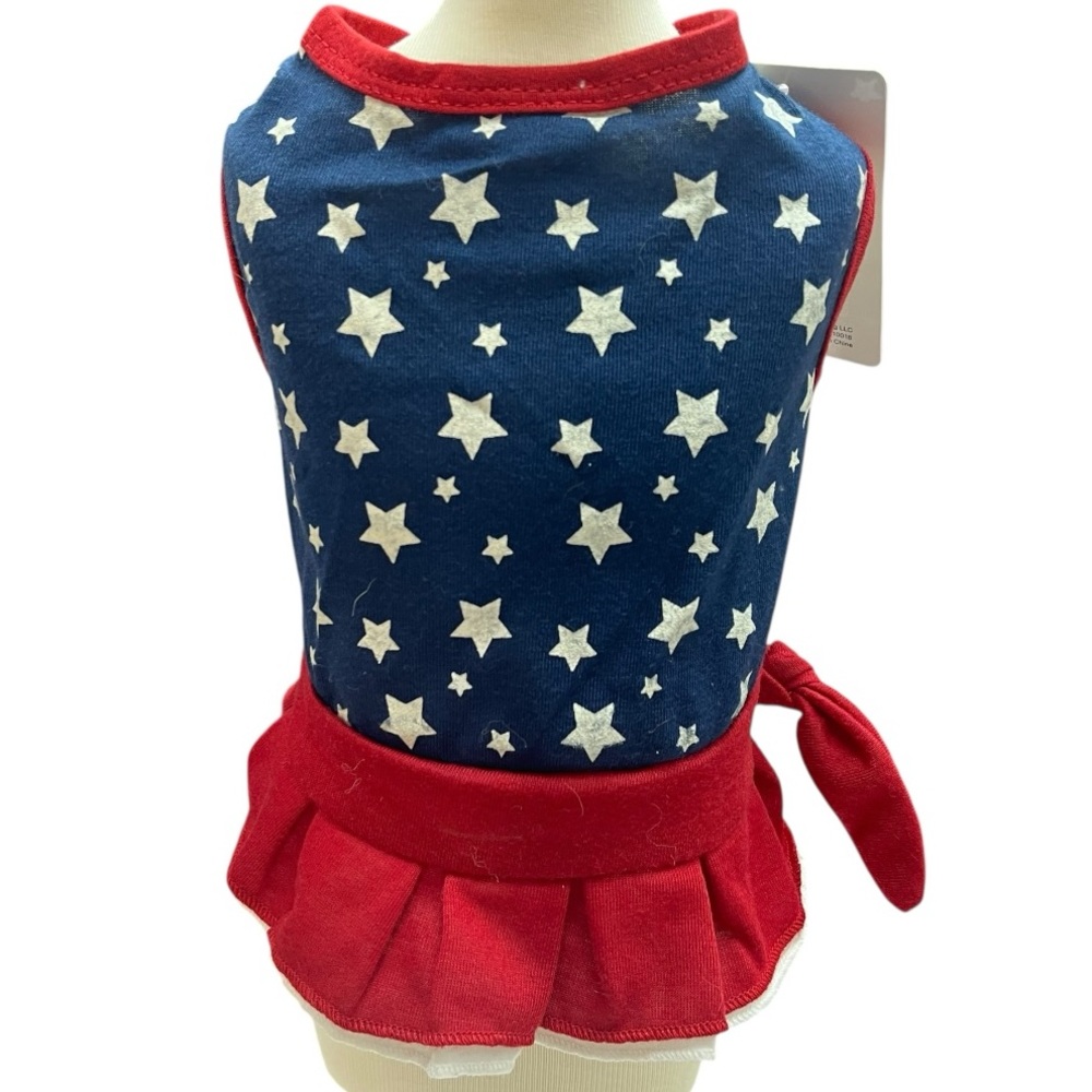 Ellen DeGeneres Patriotic Dog Dress Red Blue
